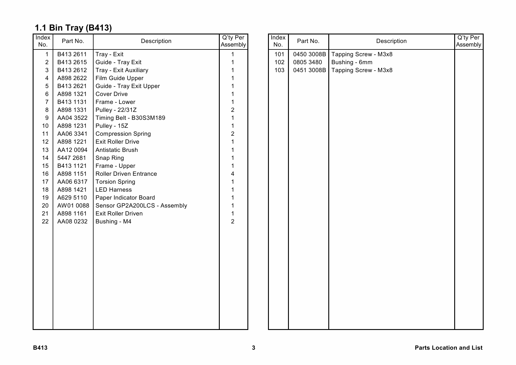 RICOH Options B413 1-BIN-TRAY-UNIT Parts Catalog PDF download-5